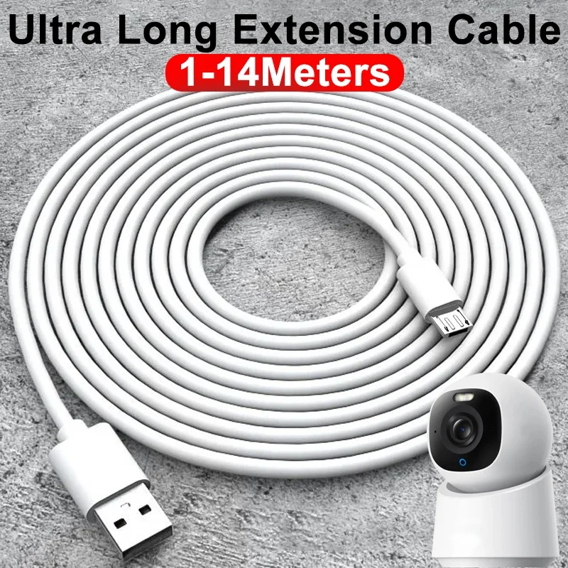 

1 м/5 м/8 м/10 м/12 м/14 м удлинитель Micro USB кабель для быстрой зарядки для камеры Xiaomi Android смартфон USB удлиненный зарядный шнур