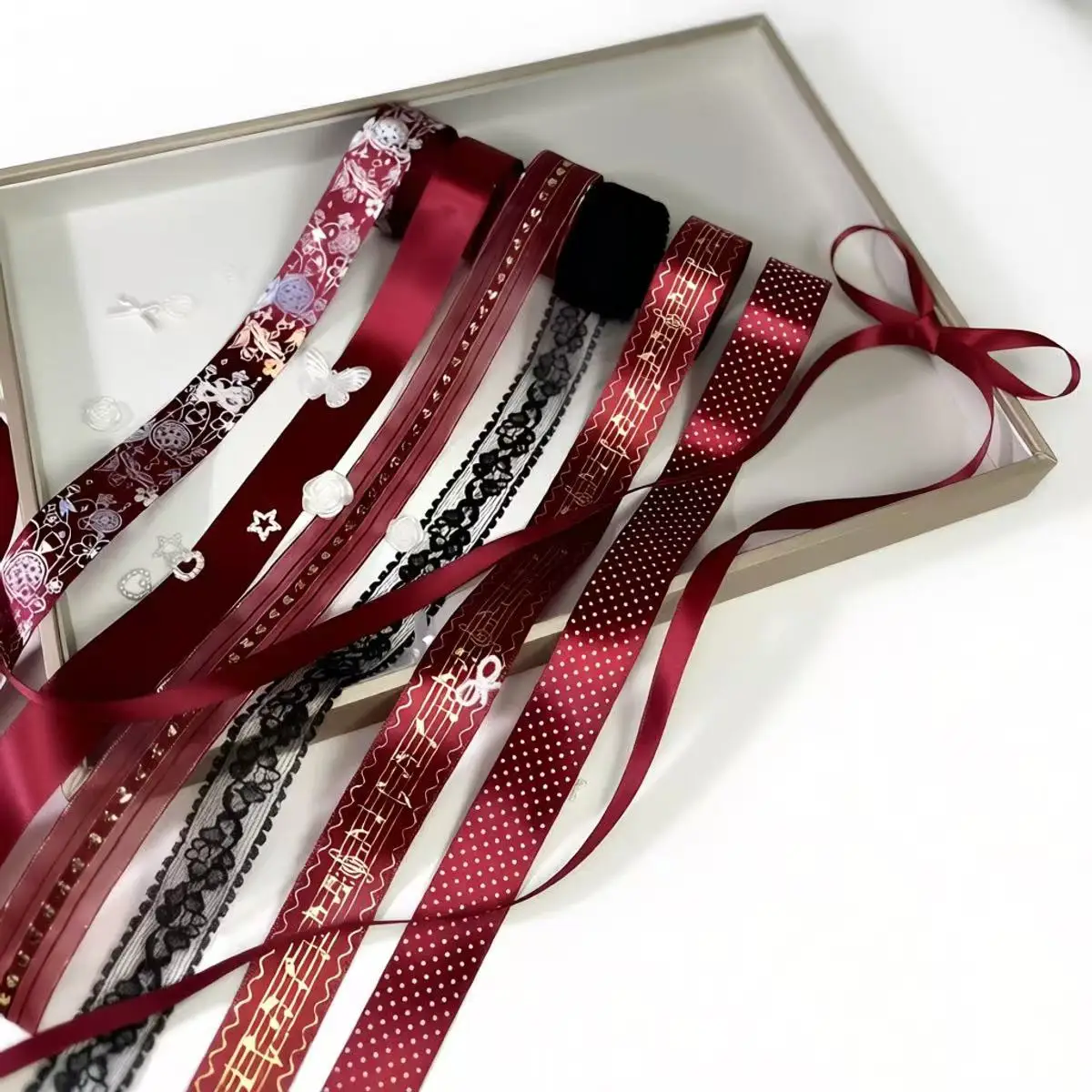 7-teiliges Set: Neue Bänder, Gumei-Abzeichen, DIY-Bastelmaterialien, Schleifenplatten, Bronzierung, Dekoration, Geschenk für Freunde – Detail 5