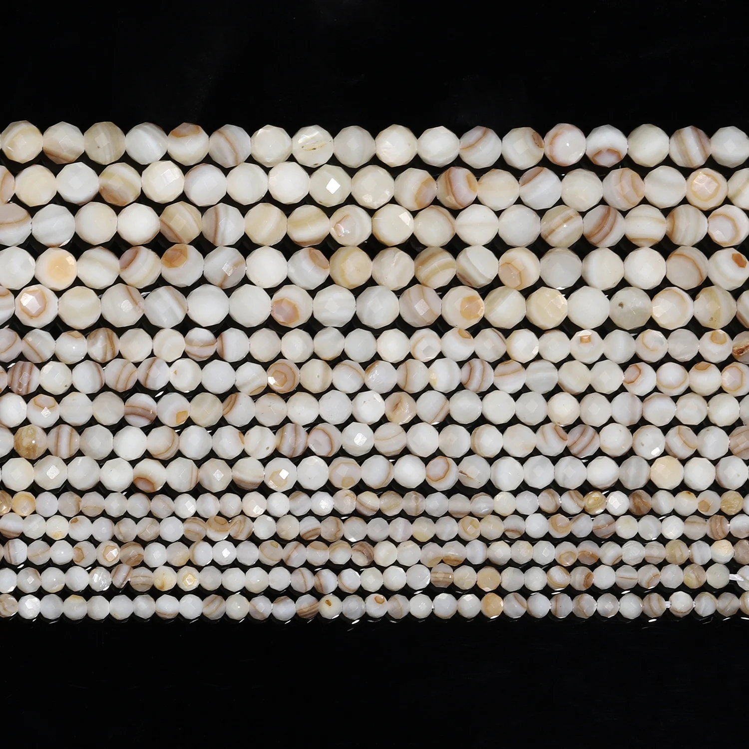 2/3/4mm Natural Yellow White Shell Faceted Beads AAA Round Loose Beads for Jewelry Making DIY Bracelet Necklace Supplies