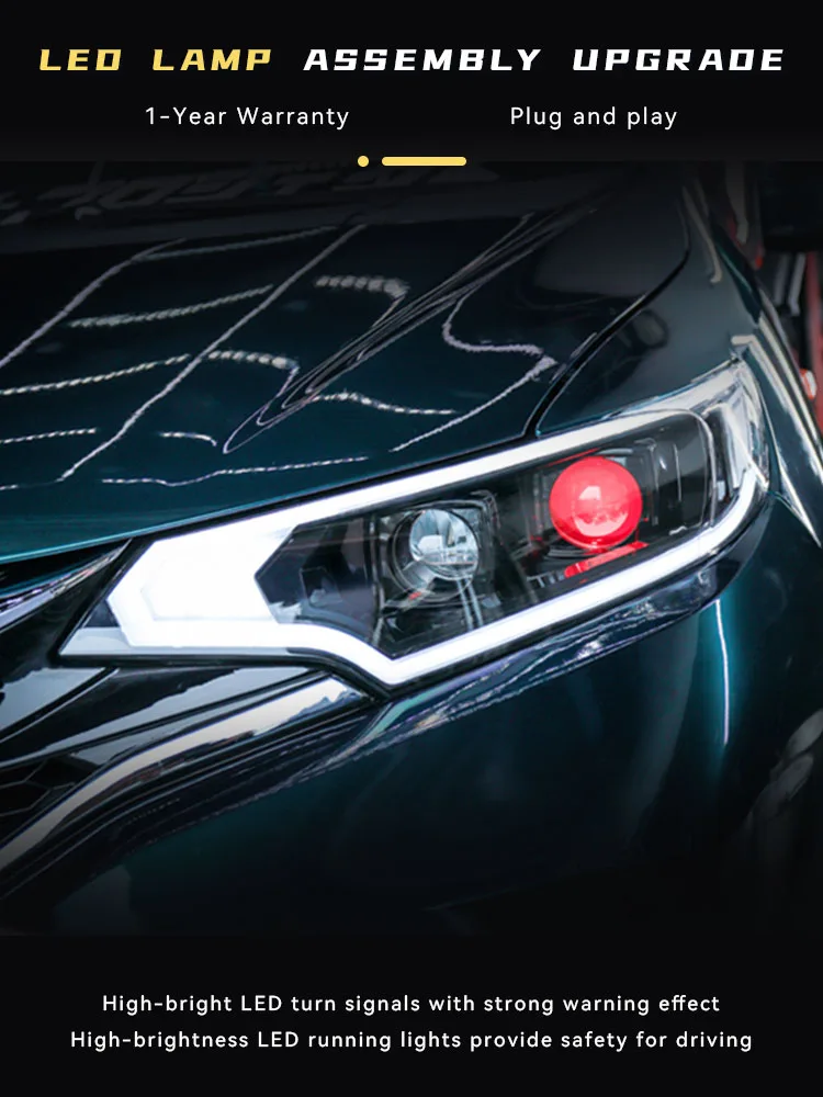 Car Lights For Honda Fit GK5 2014-2020 Devil Eyes LED Headlight DRL High Configure Design Front Signal Lamp Accessories