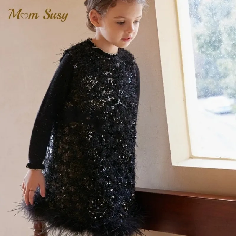 Baby Girl Princess Sequins Dress Infant Toddler Girl Sleeveless Feather Tassel Vestido Party Pageant Birthday Baby Clothes 2-12Y