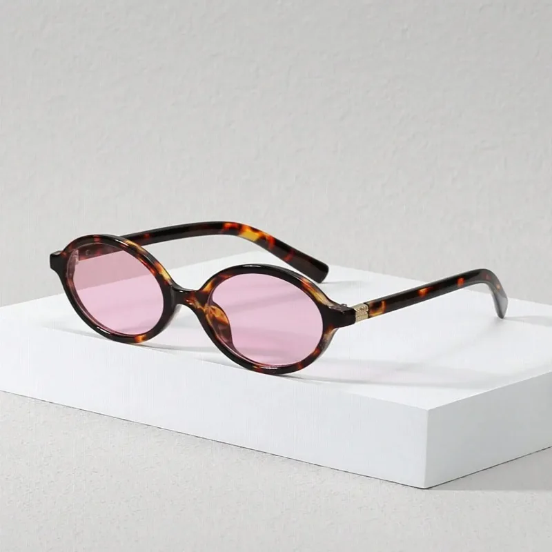 Vintage Oval Sunglasses Women Luxury Brand Designer Small Oval Anti Blue Light Glasses Retro Fashion Men Leopard Eyegalsses view 3
