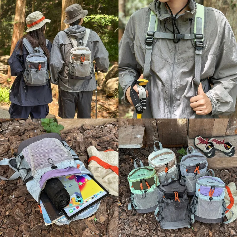 

【New style】Mountain outdoor light backpack female Japanese color contrast hiking college students backpack travel mini schoolba