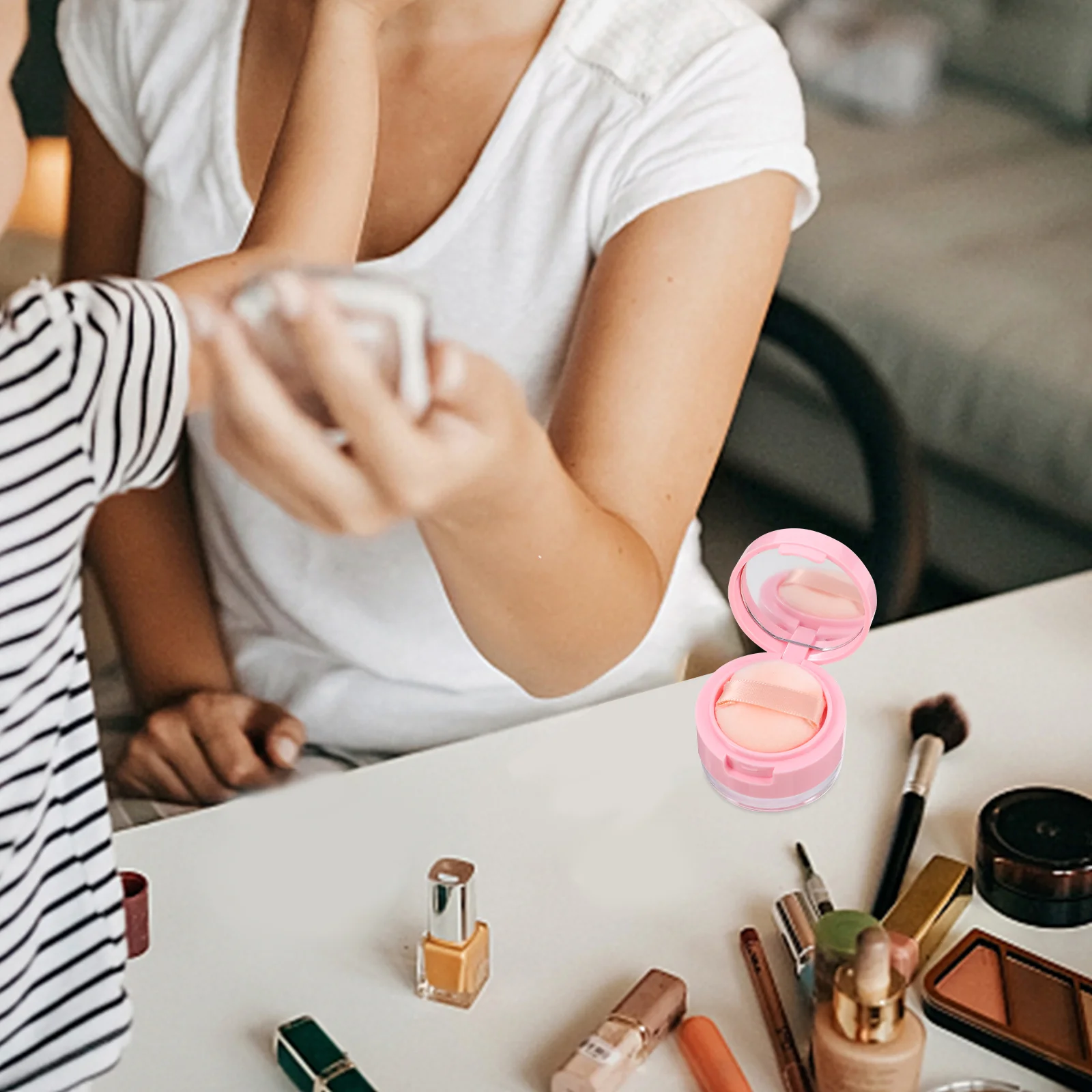 2 juegos de cajas de maquillaje en polvo, estuche protector, contenedor vacío portátil, sombra de ojos