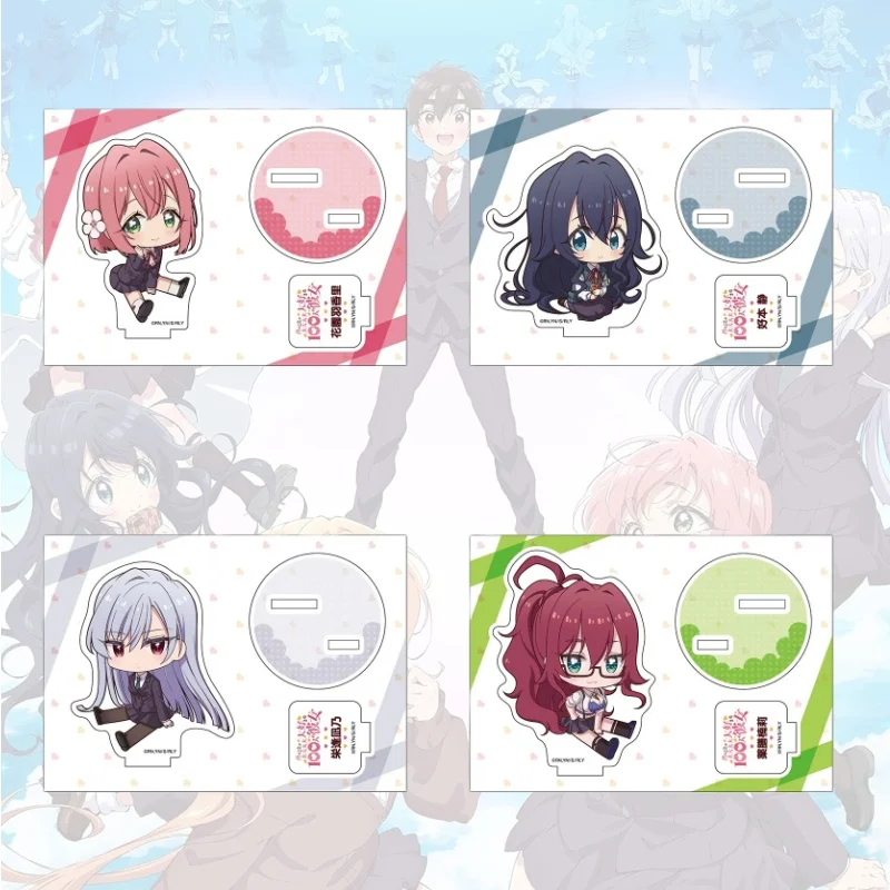

Hyakkano Anime 100 Girlfriends 10cm Acrylic Stand Hakari Hanazono Karane Inda Plate Cosplay Prop Decor keychain Toys