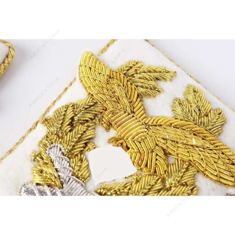 LUFTWALLE OFFICER German Epaulettes Hand Embroidery Bullion Thread Cooper Wire Shoulder Badges Collar Uniform Military Insignia