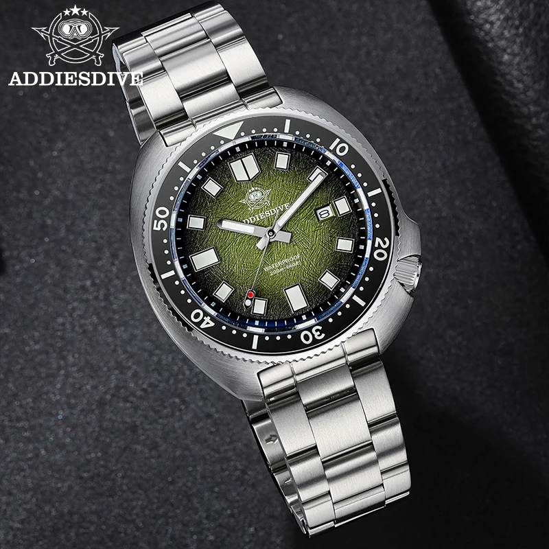 Relojes de cuarzo ADDIESDIVE para hombre, reloj masculino de cristal de zafiro de acero inoxidable, reloj de buceo superluminoso 20Bar resistente al agua AD2511