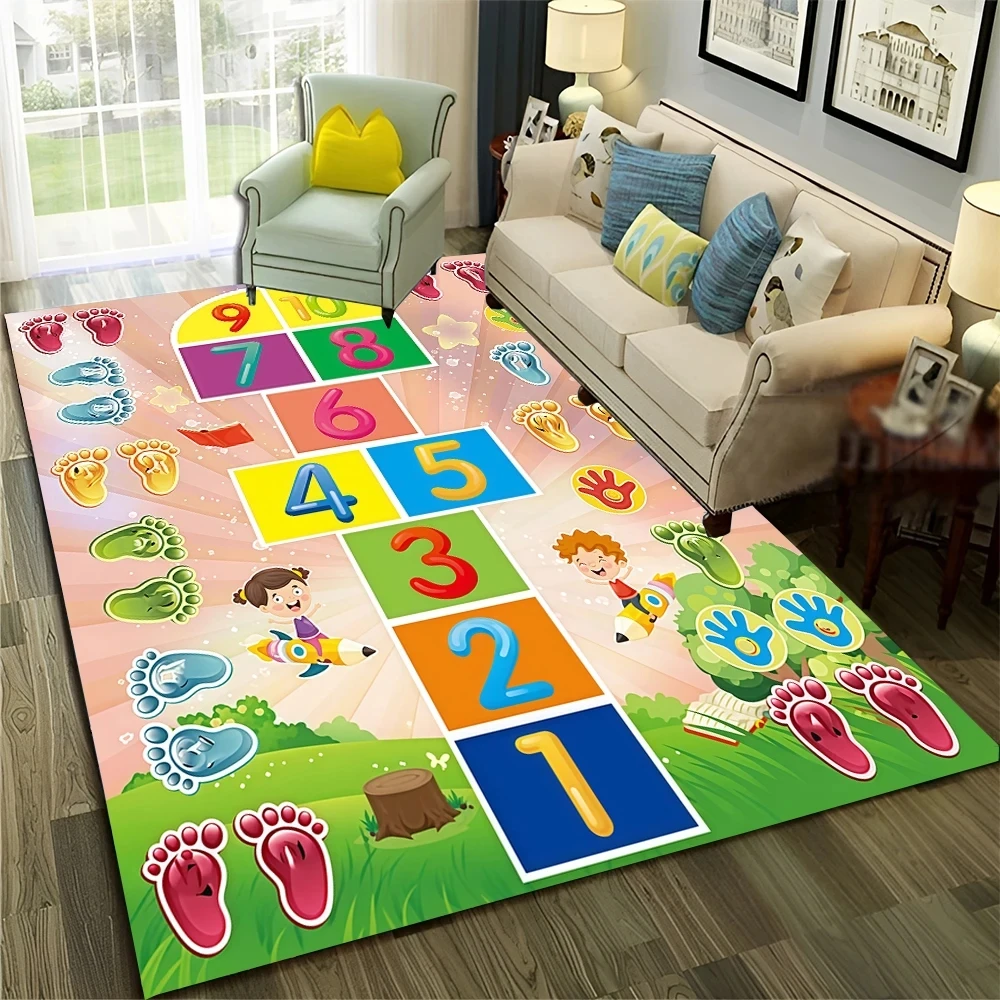 

Children's Digital Games Boys and Girls Cartoon Carpet Living Room Sofas Door Mats Children's Anti Slip Floor Mats Home Decor