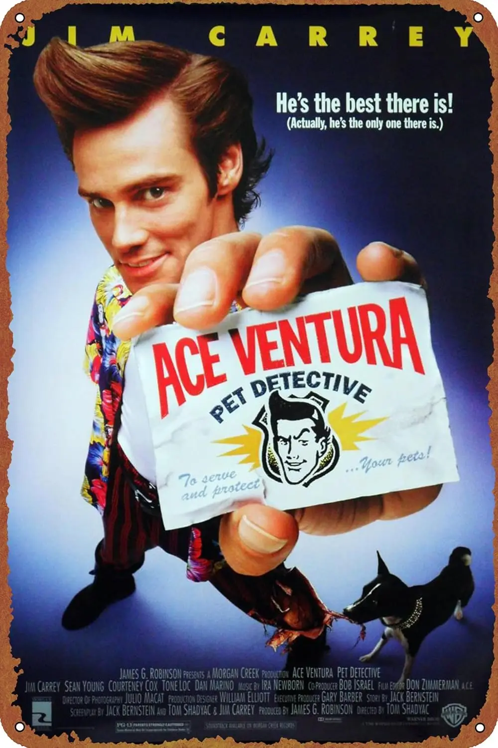 Ace Ventura, Pet Detective Poster Vintage Look Tin Metal Sign Wall Decoration 8x12 Inches