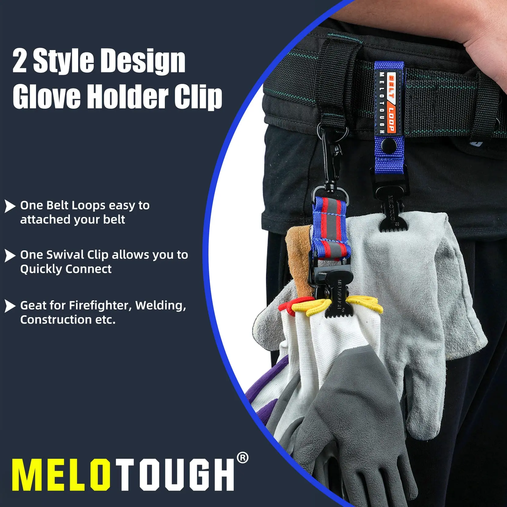 MELOTOUGH Firefighter Glove Strap | Work Glove Holder Clip with Glove Leash Swivel Snap Hook,Alligator Clip