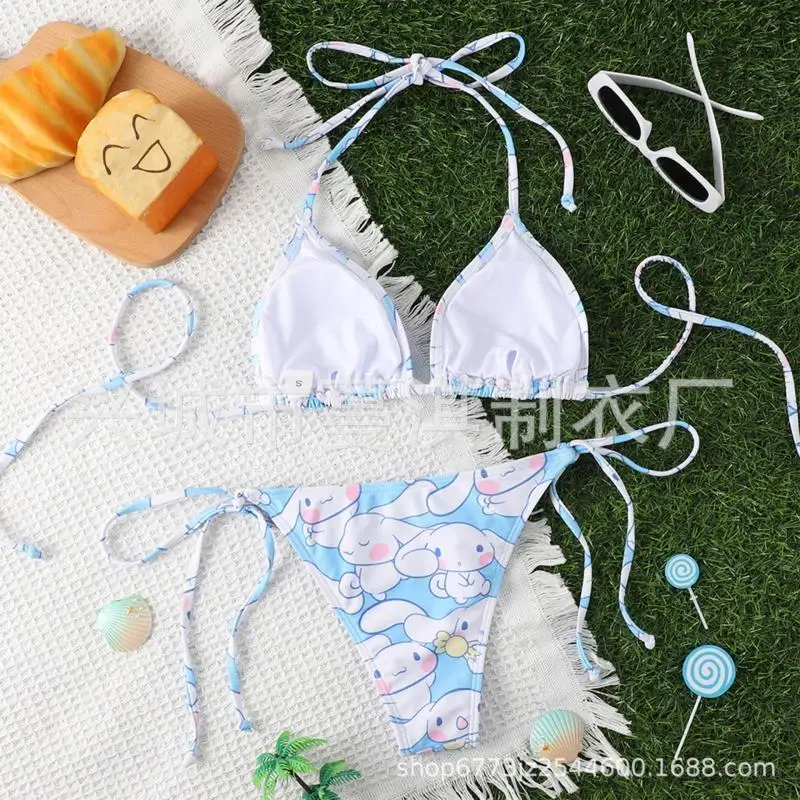 Sanrio Beach Sexy with Chest Cushion Split Body Bikini Kawaii Cinnamoroll Comic Hot Spring Quick Drying Gather Together Swimwear