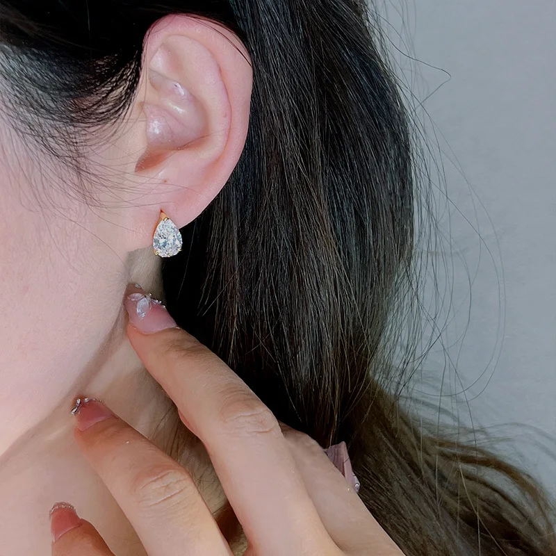 JH 1CT الكمثرى قطع مويسانيتي وأقراط للنساء تألق سوليتير مجوهرات 925 فضة هدية عيد الحب #2