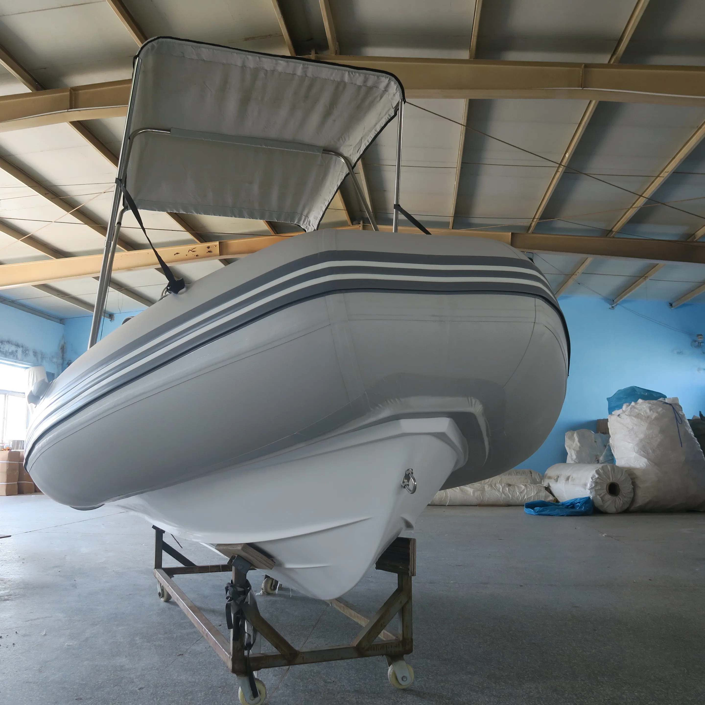 CE Poplar 390 430 480cm Hypalon/PVC Fiberglass Hull RIB Boat Center Console With Outboard Engine