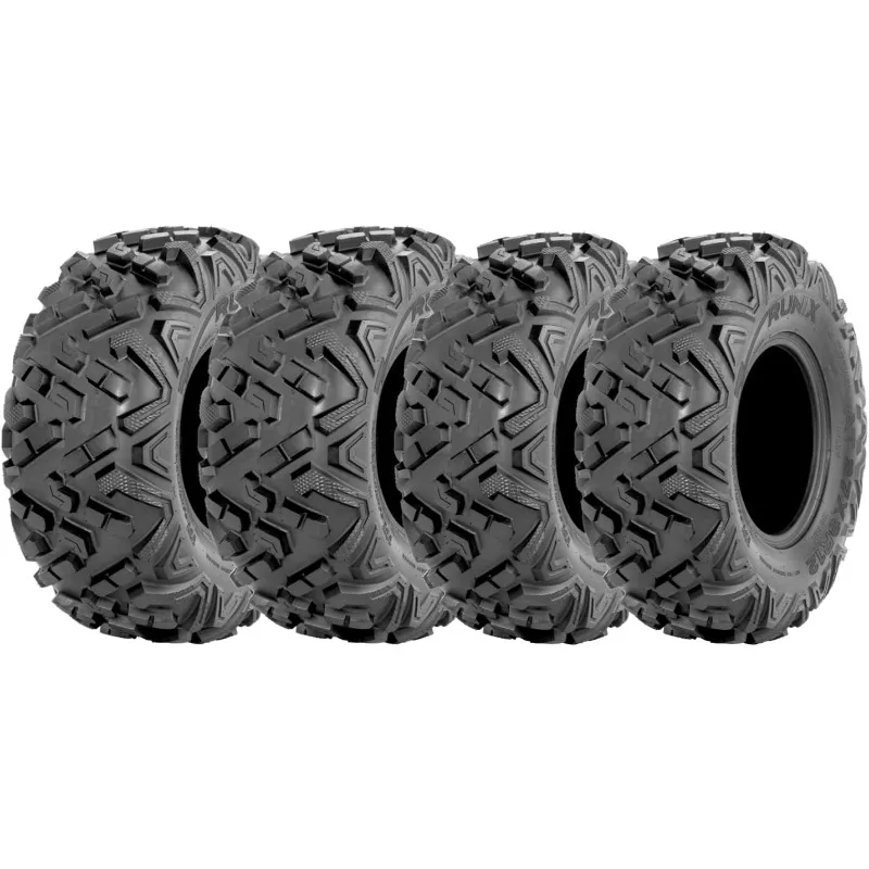 

ATV UTV Tires, TrailBlazer, 25X8.00-12 Front, 25X10.00-12 Rare, Set of 4, All Terrain, 6PR, Tubeless