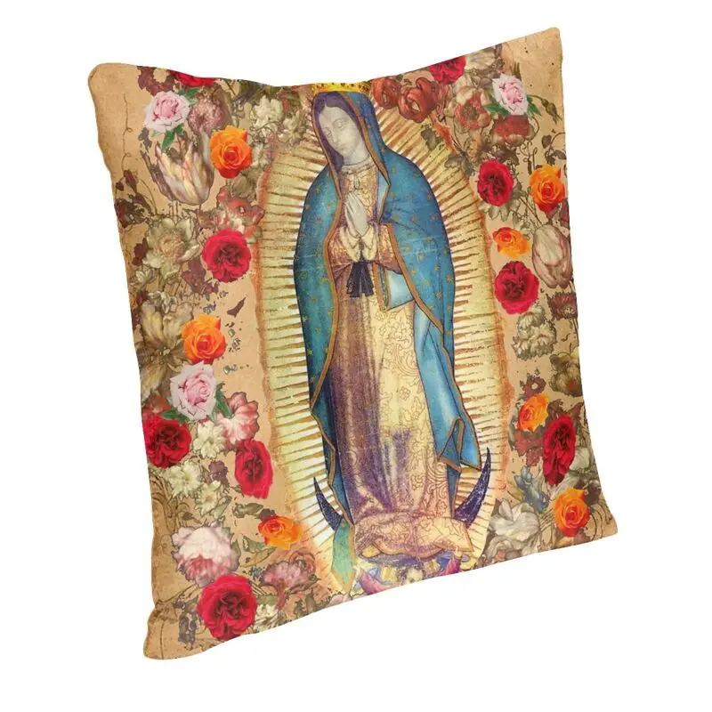 Our Lady Of Guadalupe Virgin Mary Cushion Cover Sofa Home Decorative Catholic Mexico Poster Square Throw Pillow Cover 45x45cm