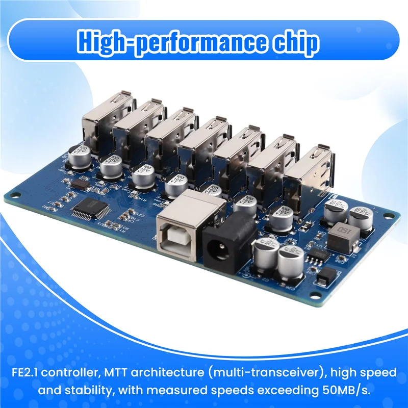 AU61-Power Port Supply USB2.0 HUB 1-To-7 Ports Splitter Module USB2.0 HUB One-To-Seven HUB With 9-24V Plug And Play