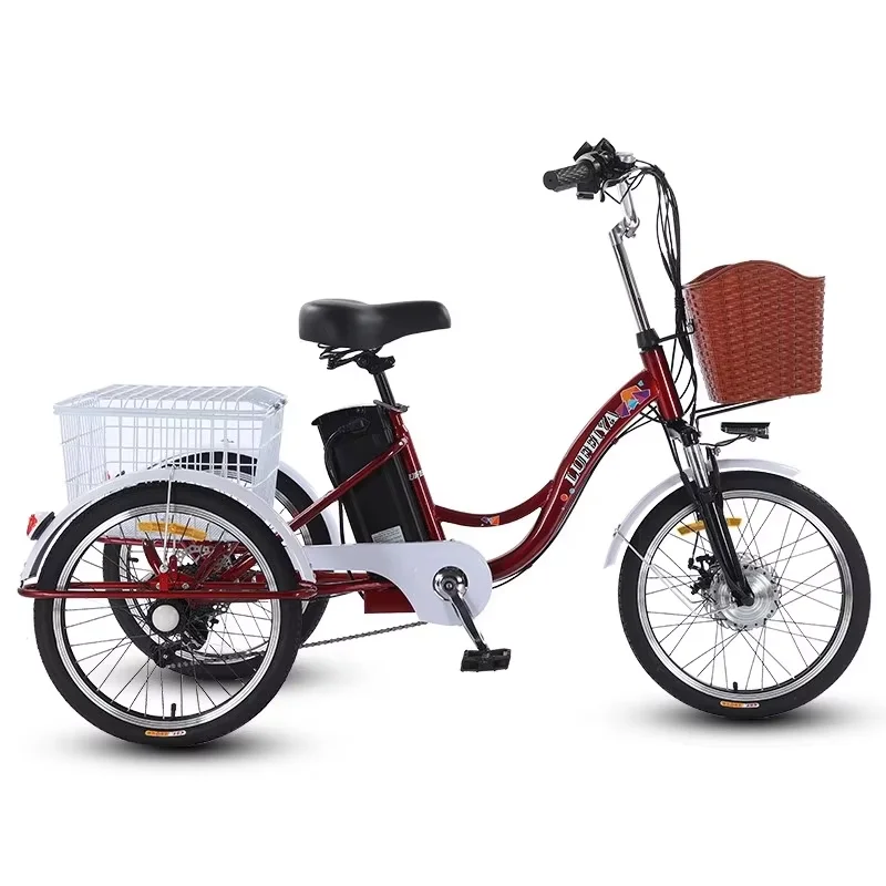 3-wiel elektrische driewieler voor lithiumbatterij 350W 48V 7-speed 20 inch elektrische bakfiets voor volwassen heren met trekmand