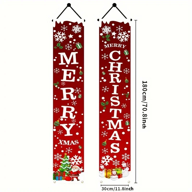 Un par de pancartas navideñas para vacaciones: adecuadas para decoración del hogar, fiesta o jardín -180 cm/70,8 pulgadas x 30 cm/11,8 pulgadas