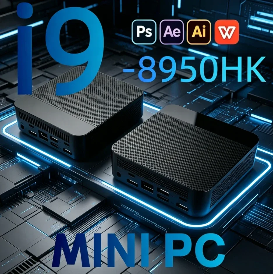 Portable Intel i9 Mini PC Computer  1/2TB SSD Intel Core i9 8950HK  Mini Pc 3-screen display 4K HD Desktop Computer