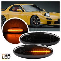 2PCS Front Turn Signal Lamp Smoke Lens Sequential LED Fender Side Marker Indicator Light for Mazda 323 626 RX-7 RX7 FD PREMACY