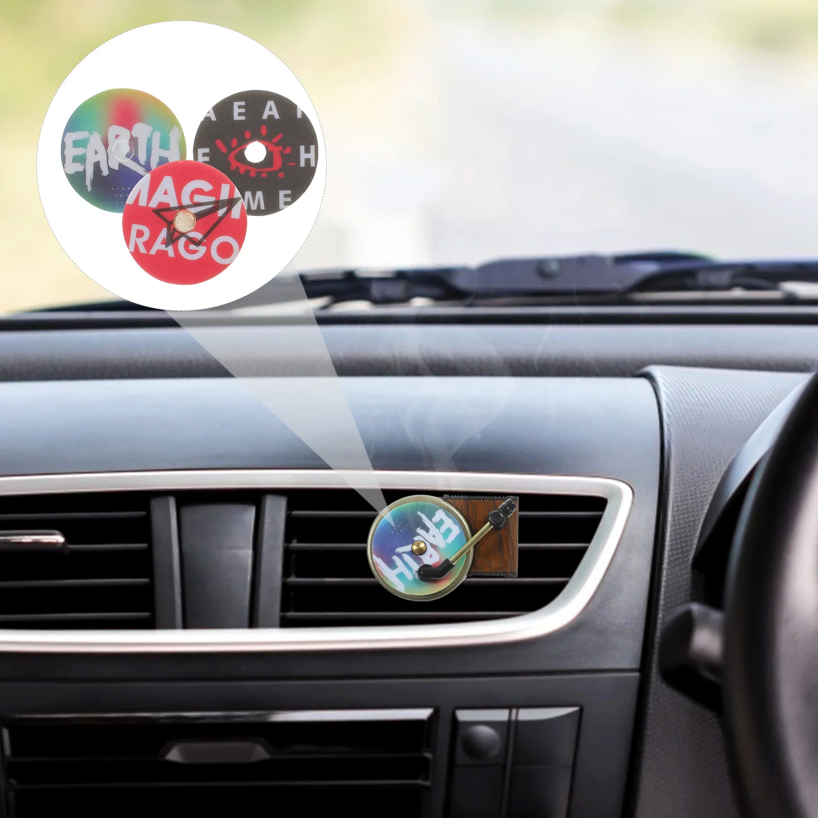 

24 pcs Car Aromatherapy Tablets Air Freshener Vent Clip Diffuser Scented Pads Record Player Turntable PE Material Lightweight