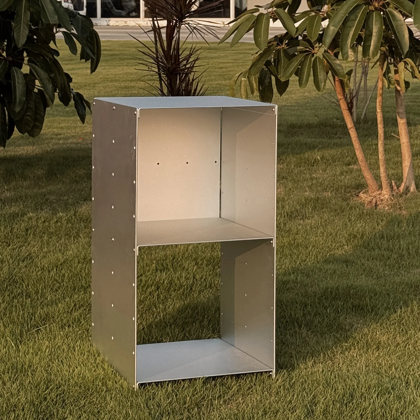Bauhaus Premium Sense Edge Stainless Steel Modular Shelf Bedside Table Metal Coffee Table Industrial Wind Square Rack 5