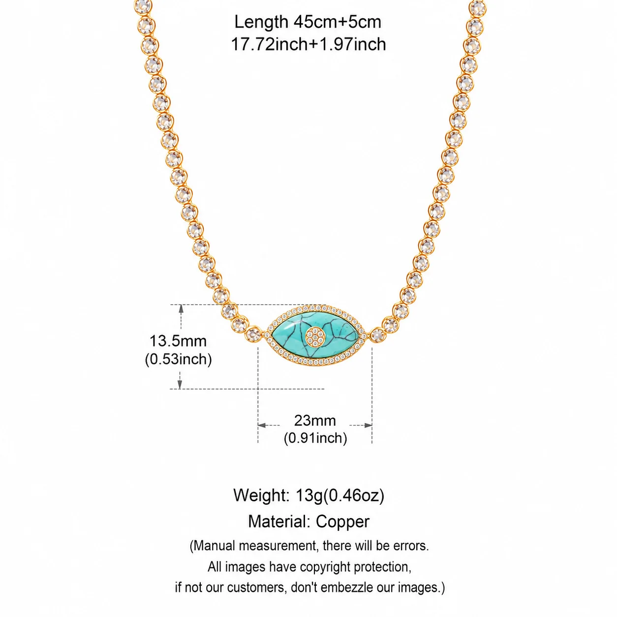 Gothic Trendige 18K Vergoldete Anlaufbeständige Böses Auge Zirkonia-Anhänger-Halskette für Frauen Einzigartiger Hals-Schmuck Geschenk – Detail 6