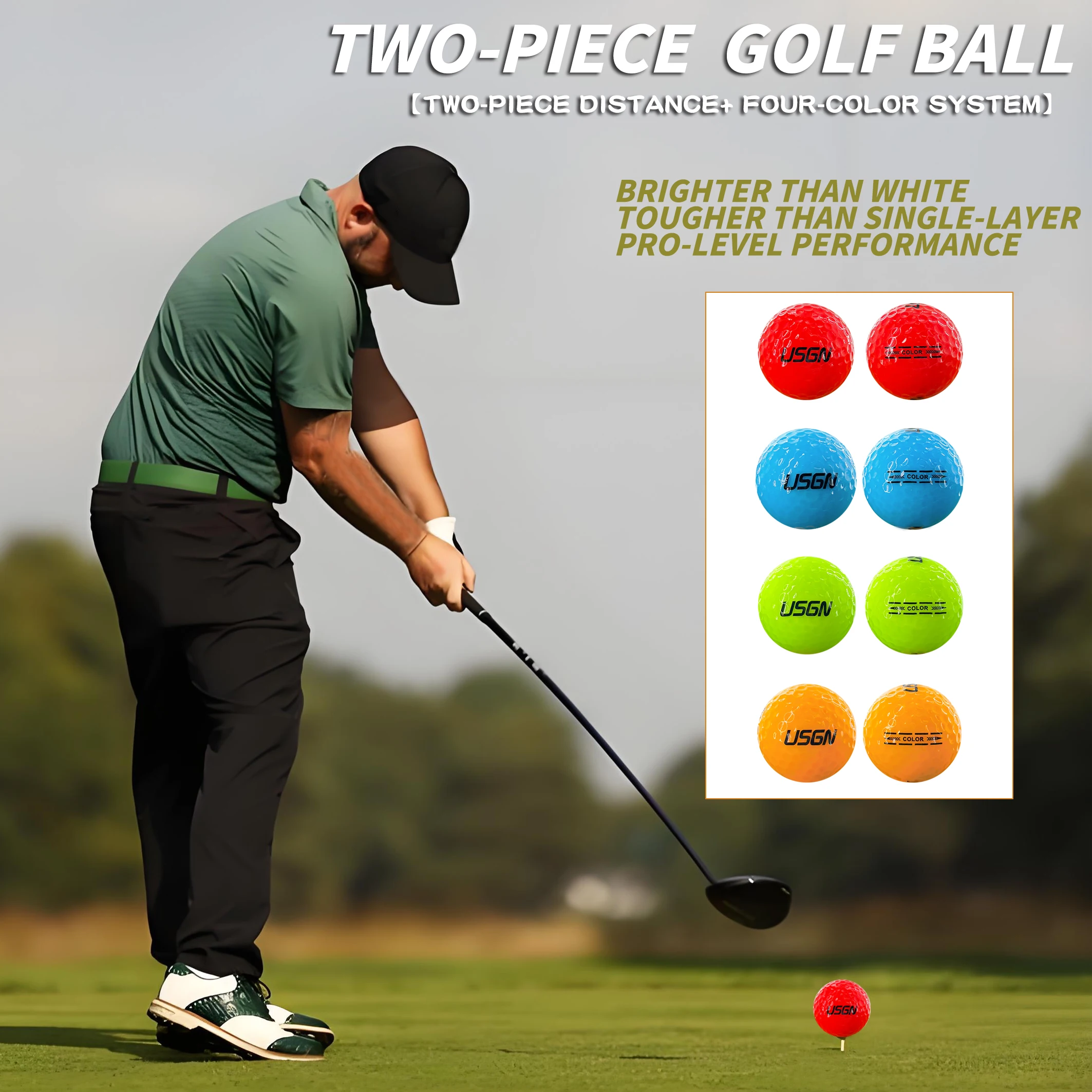 1 قطعة كرات ممارسة الغولف جولف طبقتين لعبة الكرة دائم 4 ألوان فائقة المسافة خط مساعدة الغولف لوازم رياضية هبوط السفينة #1