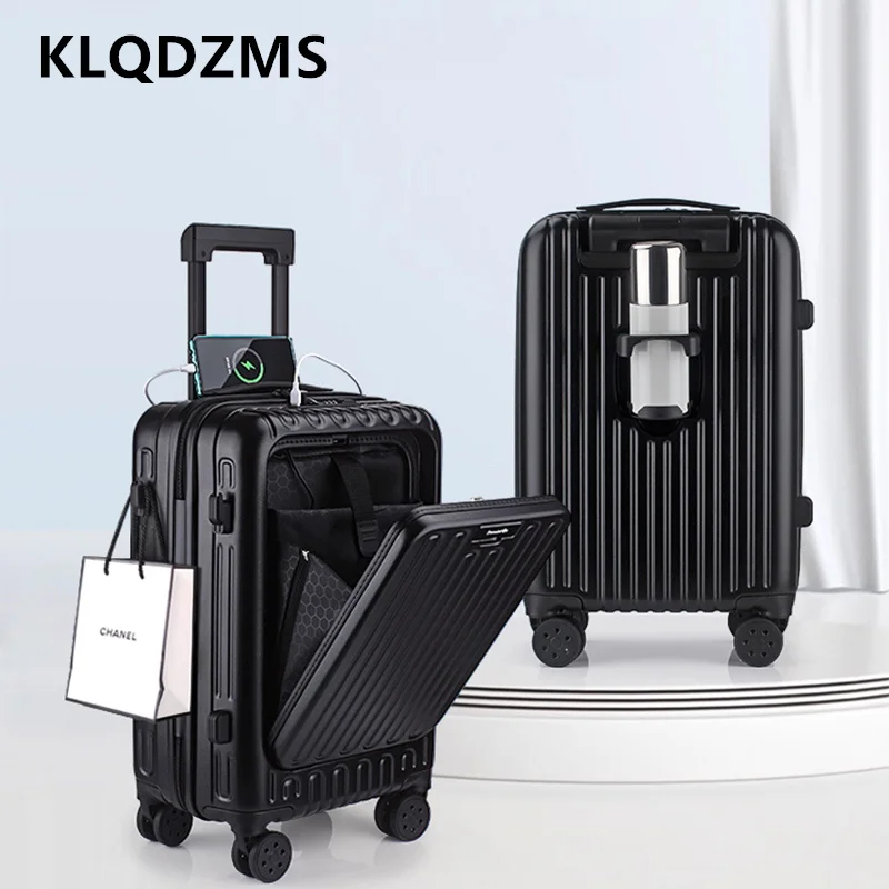 

KLQDZMS 20 "24" 26 дюймов чемодан для кабины с передним отверстием для ноутбука, посадочный чемодан, интерфейс зарядки через USB, чехол на тележке, дорожный чемодан