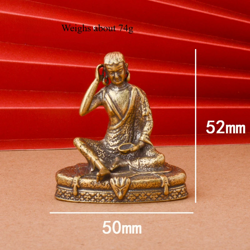 Pure Brass Milarepa Buddha Statue Miniature Tea Table Office Desktop Home Living Room Creative Feng Shui Decoration Ornaments