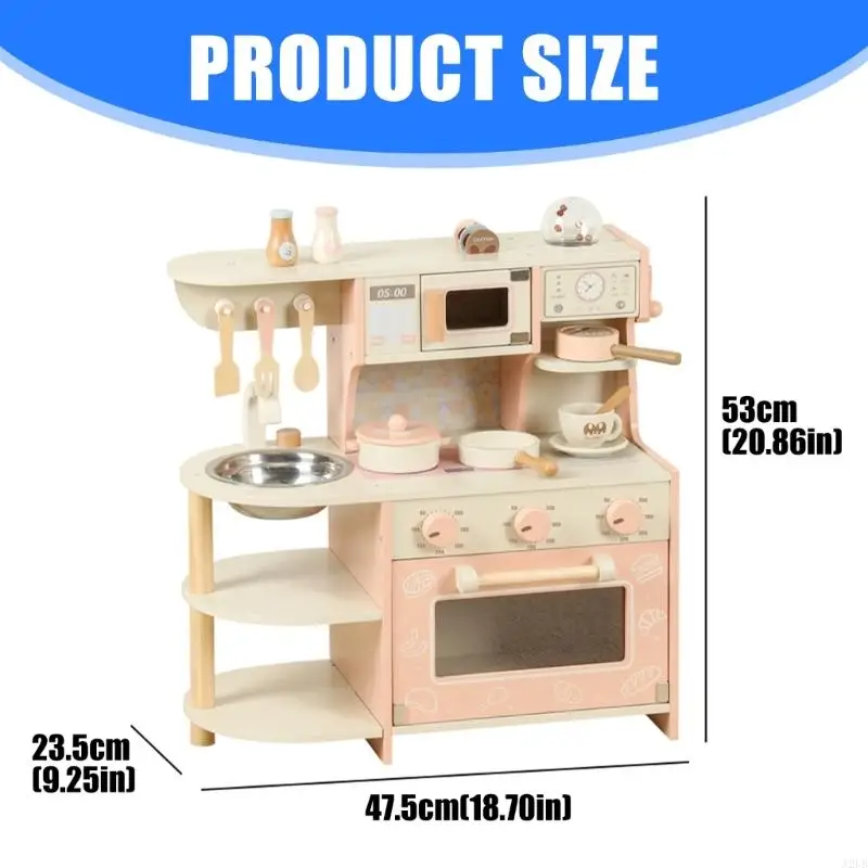 مجموعة لعب المطبخ التعليمية للأطفال الصغار، أدوات مختلفة ونماذج طعام لتطوير القدرات الحركية وA2UB