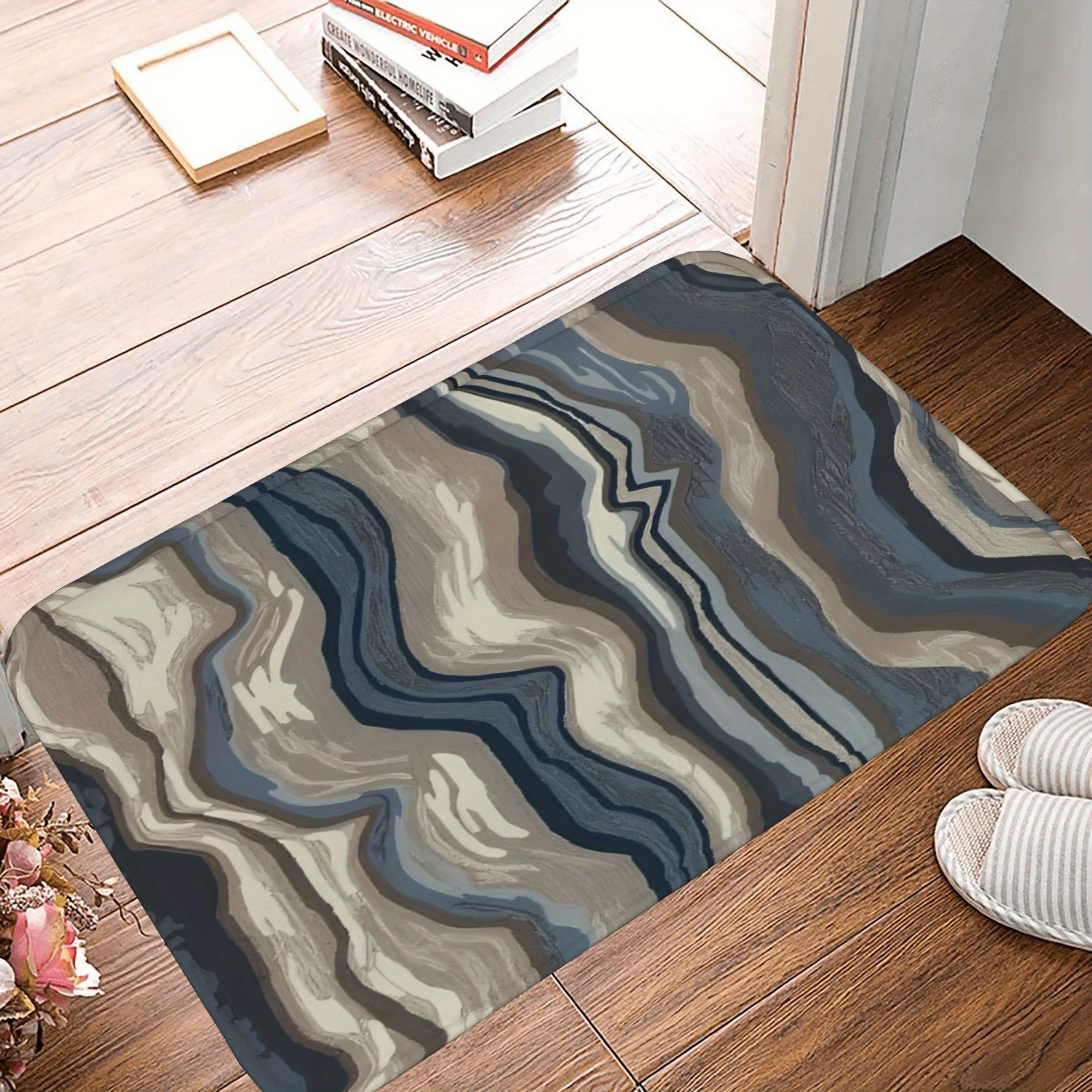 

1PC Wave Pattern Kitchen Rug Non-Slip Door Mat Pop design Bathroom Rug Bath Mat Carpet for Home Sink Laundry Decoreeree