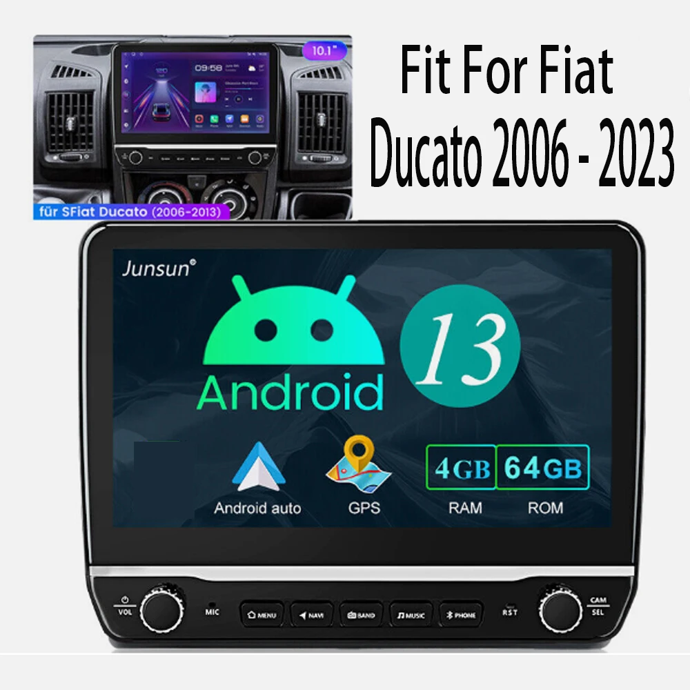 10Inch Car Stereo Radio GPS Navigation For Carplay For Fiat Ducato 2006 - 2023 Android 13 Android Auto feature 4+64G+AHD camera