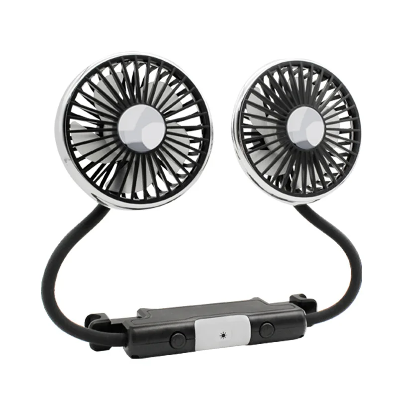 360° Rotation Dual Head Car Fan 3 Speeds USB Powered For Back Seat Air Cooling Heating Cooling & Vents HVAC Systems & Parts