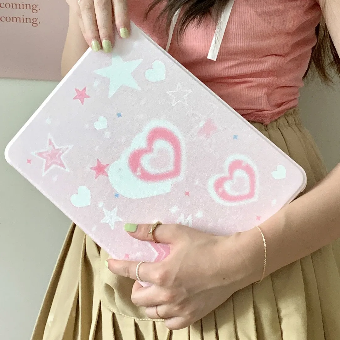 For iPad Case 10.2 9th 8th 7th 10th Generation Pro 11 12.9 2022 Pink Heart Cover Pencil Holder Funda For iPad Air 5 4 10.9 Cases