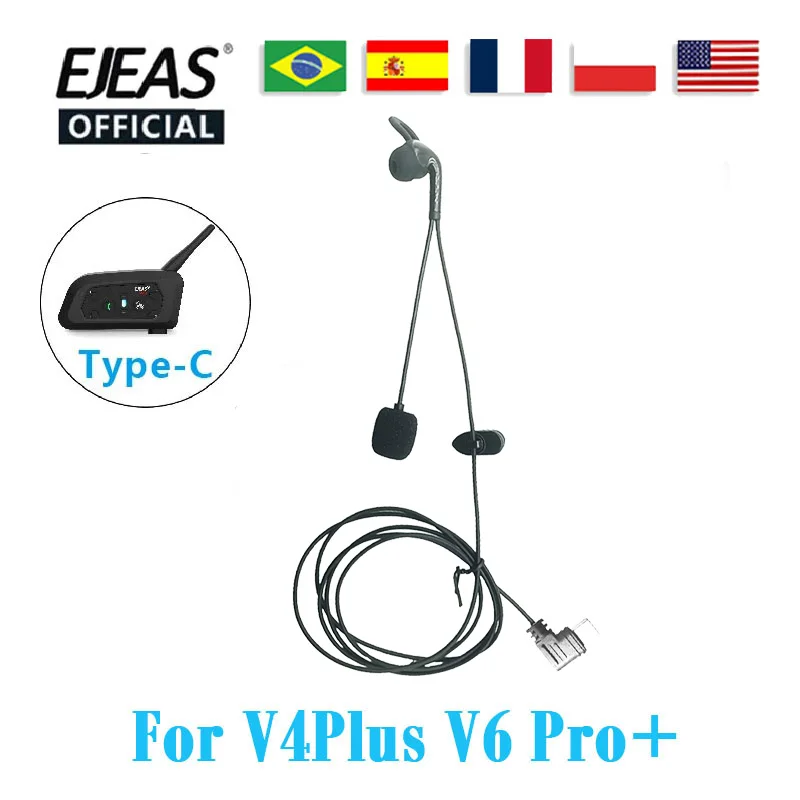 EJEAS Type-C Interface In-Ear Headphones, Suitable For V4 Plus/V6pro+ Motorcycle Helmet Headset V4C Plus/V6C pro+