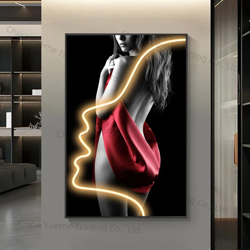 

Modern Art Beautiful Woman Painting Led Light Painting Home Soft Decorative Porch Corridor LivingRoom Sofa Background Wall Decor