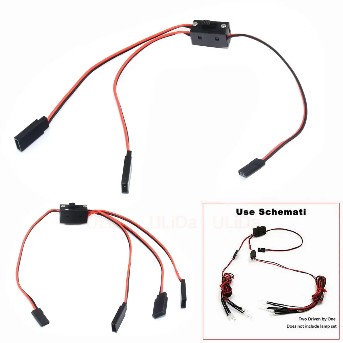 Y Split Line With On/off Switch Channel Extension Cords Cable Light Wire For Rc Climbing Car Light Group Accessories