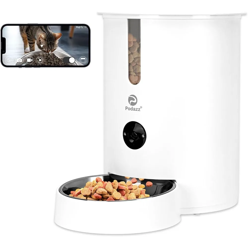 Automatic Cat Feeder with 1080P HD Camera Smart App Control 5G WiFi Pet Food Dispenser 2-Way Audio Voice Recorder Night