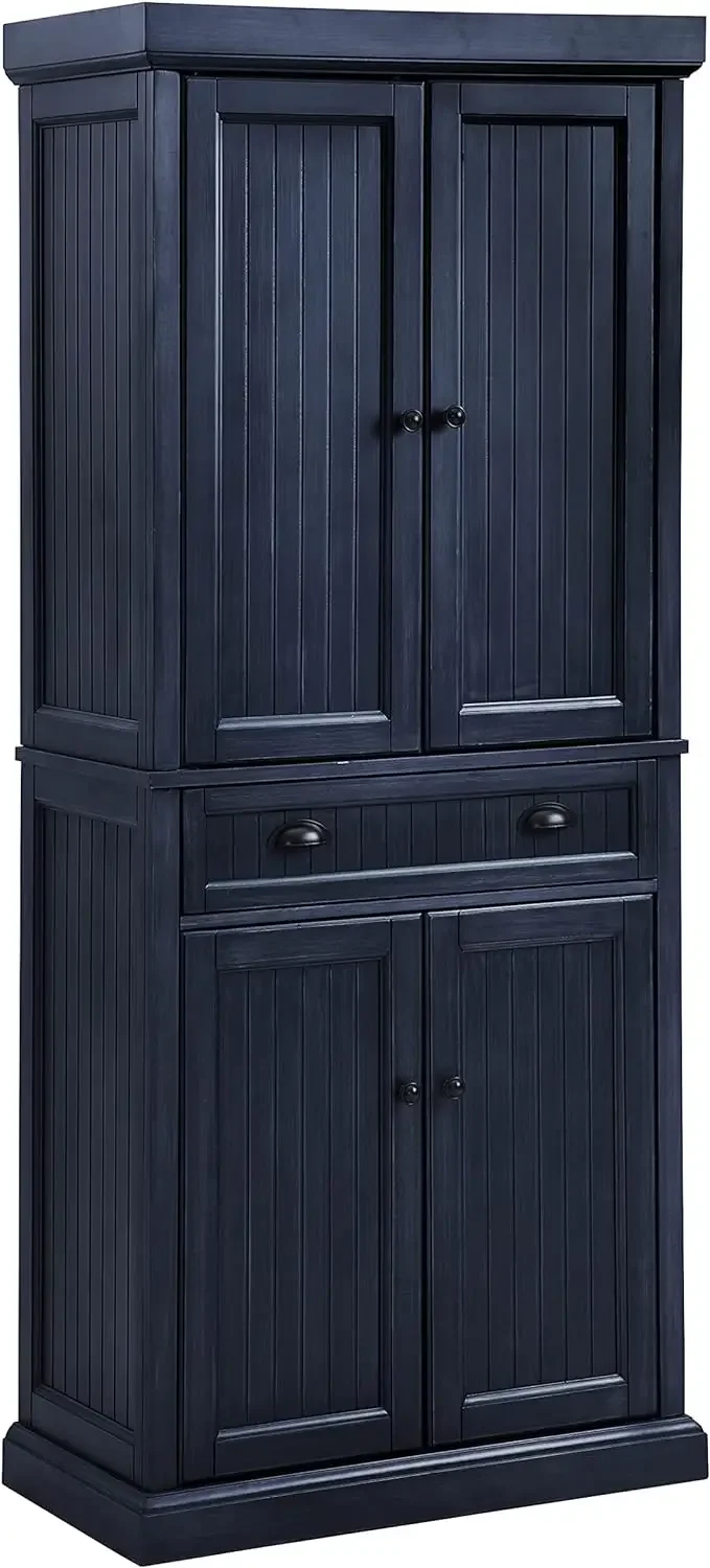 Crosley Furniture Seaside Kitchen Pantry Cabinet, Distressed Navy