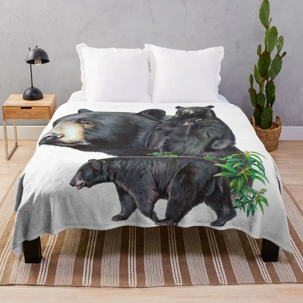 

Black Bears Throw Blanket Soft Plaid Tourist Decorative Throw Extra Large Throw Blankets