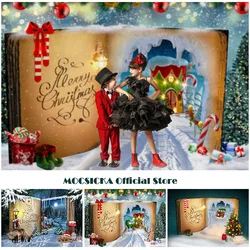 Fairy Magic Book Christmas Photoshoot Backdrop Children Kids Family Portrait Photo Props Studio Booth Background Snow Xmas Tree