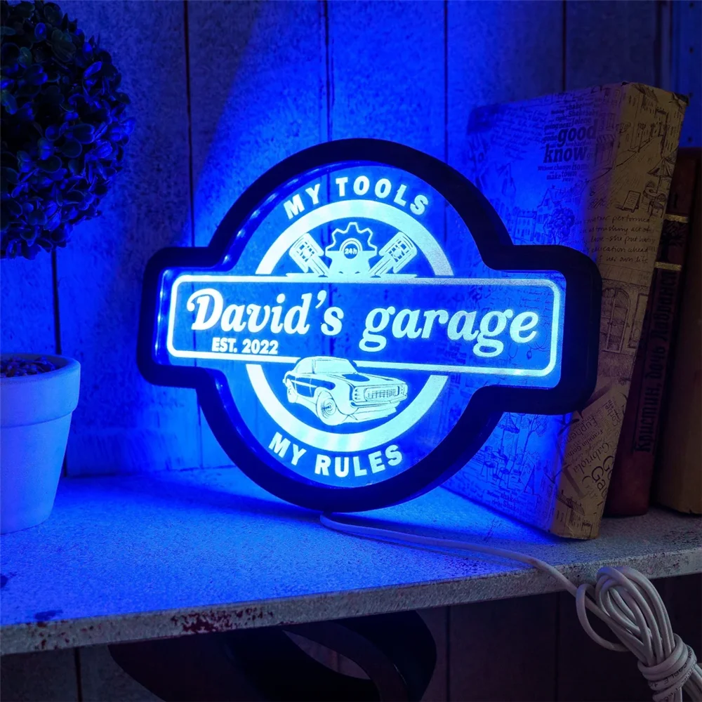 

Custom Colorful Neon Sign for Garage Led Acrylic Night Light Personalized Wall Hanging Decor 30/40/50cm