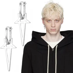 Gothic Cyberpunk Cosplay Earrings Unisex Earstuds Pentagram Pendant Jewelry Hip-pop Punk Eardrop Alloy Earwear Accessory Props