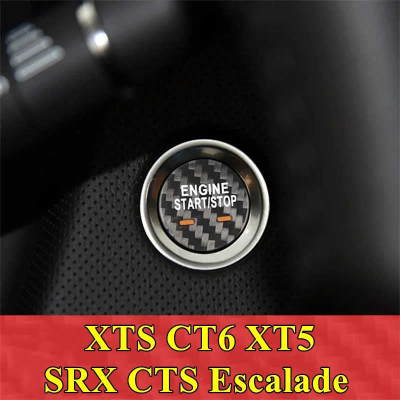 

Car Engine Start Stop Button Cover Real Carbon Fiber Sticker For Cadillac XTS CT6 XT5 SRX CTS Escalade
