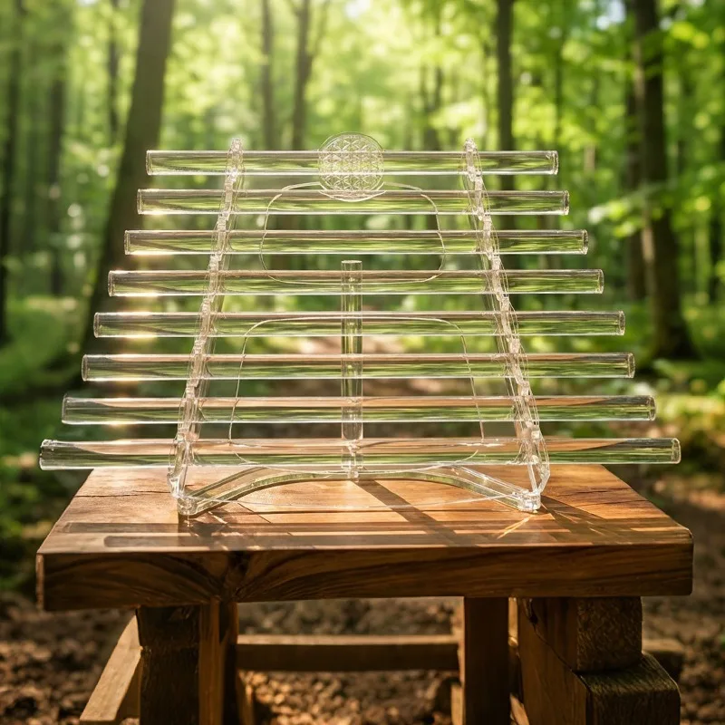 Arpa de Cristal de 432/440 Hz con Caja, Lira Profesional para Adultos, Arpa para Meditación y Sanación con Sonido, Arpa Hecha a Mano, Instrumentos de Cuerda