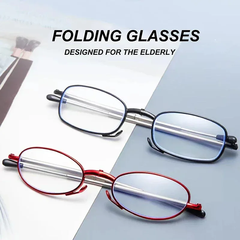 2025Portable Foldable HD Reading Glasses Unisex Anti Blue Light Ultralight Presbyopic Eyeglasses Oval Frame Men Women Eyewear