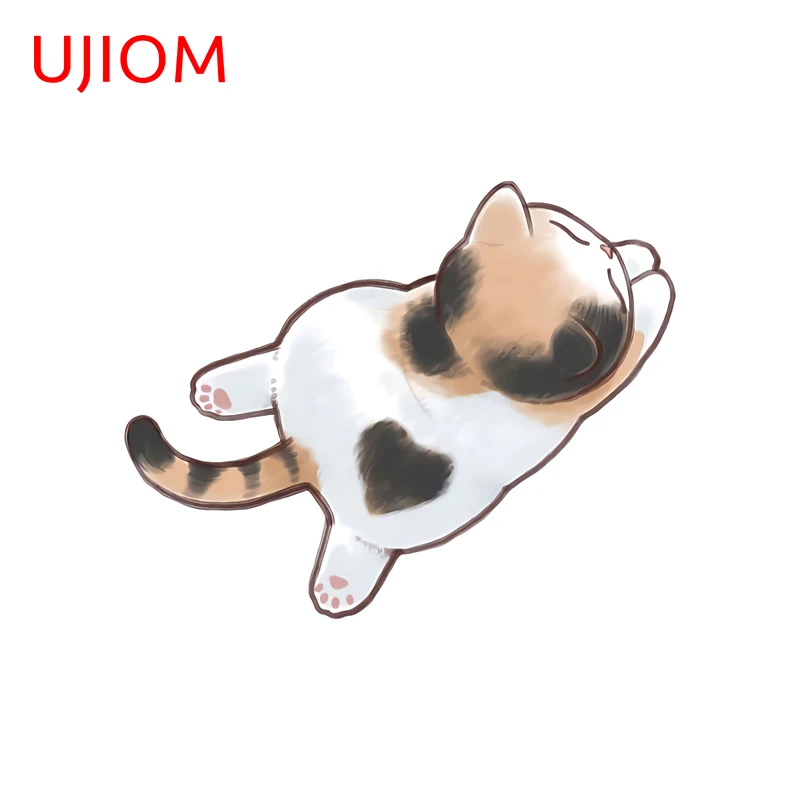 UJIOM Cute Cat Prone Position Wall Sticker Interesting Waterproof Cupboard Decal Vinyl Material Computer Case Decoration
