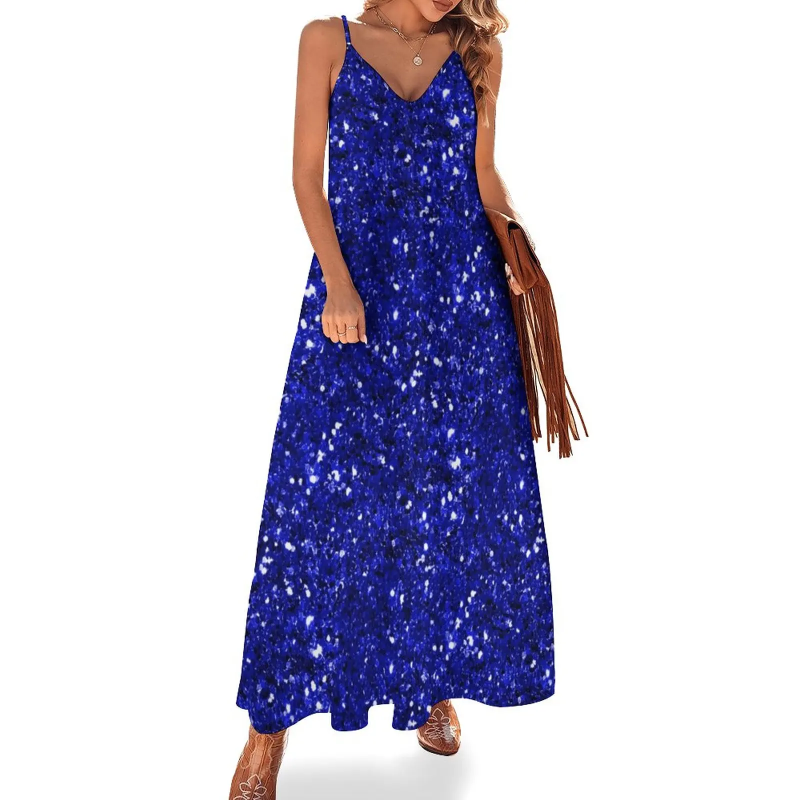 Royal Blue Sparkly Glitter Confetti Sleeveless Dress women clothes Aesthetic clothing chic and elegant woman dress