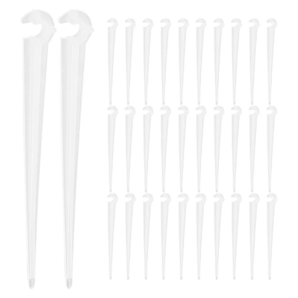 

50pcs Garden Irrigation Support Stakes For 1/4'' 4/7Mm Tubing Durable Plastic Transparent Spikes For Lawn Sprinklers Gardening